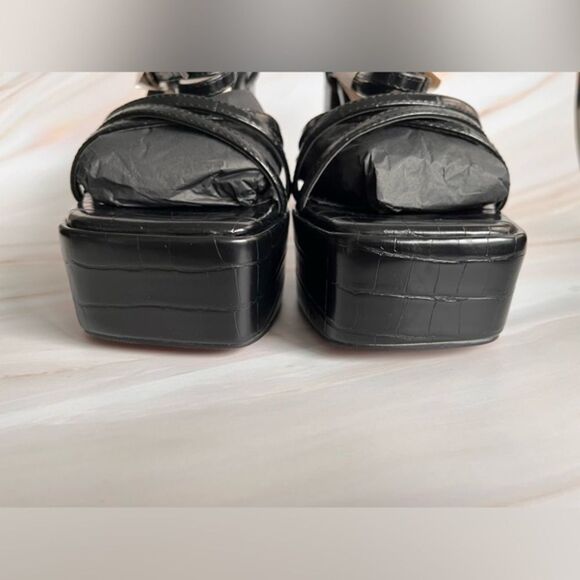 ASOS Women's Strappy Platform‎ Heeled Sandals Party Black Square Toe Size 7 - Picture 7 of 7